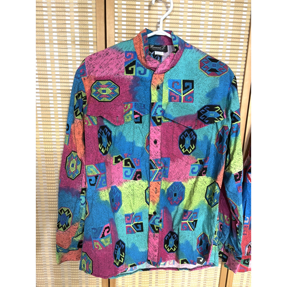 Vintage Diamond L Western Wear Shirts Lot of 2 Medium USA Made 100% Cotton - Picture 4 of 9